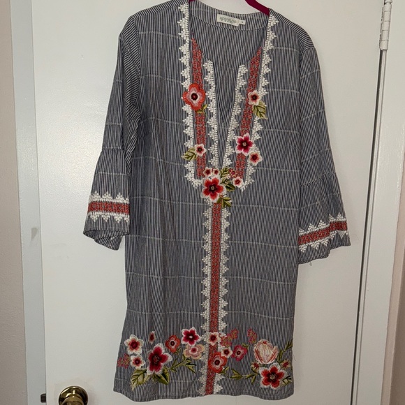 Striped Tunic with Floral Embroidery spartina - Picture 1 of 2